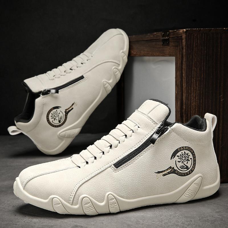 Мужская обувь новая осень уличная повседневная черная маленькие кожаные туфли боковая молния кожаные кроссовки мужские