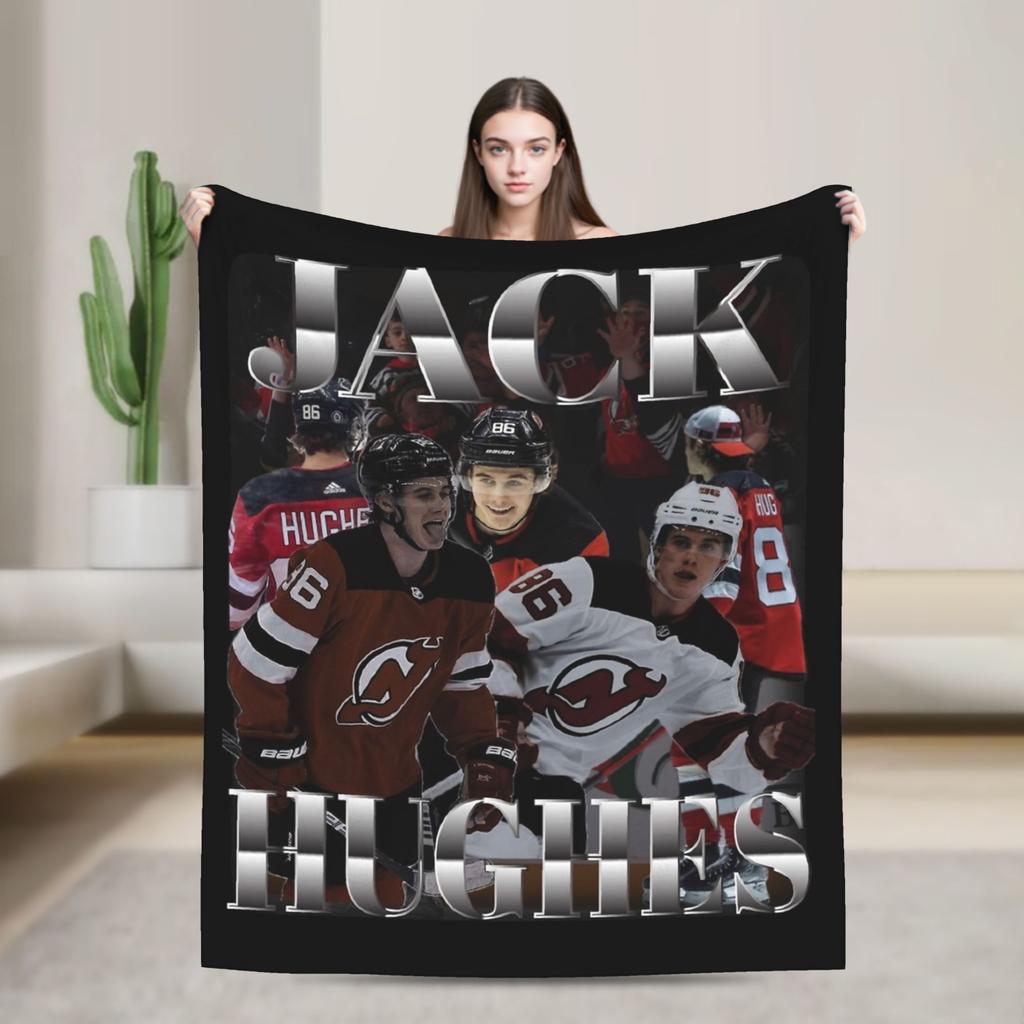 Jack Hughes USA Gold Medal Hockey Blanket Flannel Textile Decor Multi-function Warm Throw Blanket for Bedding Car Bedspread