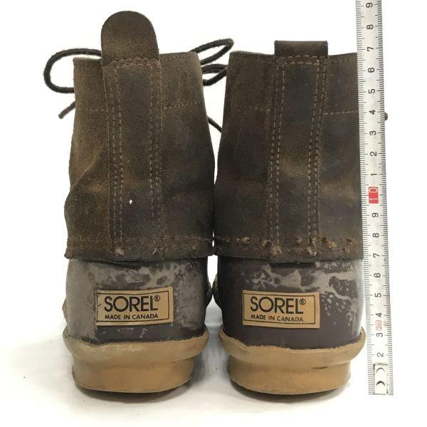 Sorel Винтажные 70-80-е годы Канада Кожаные Сапоги Snow Hunter Bean 26.0-27.0 Коричневые Кожаные Сапоги(ИСПОЛЬЗОВАЛ)