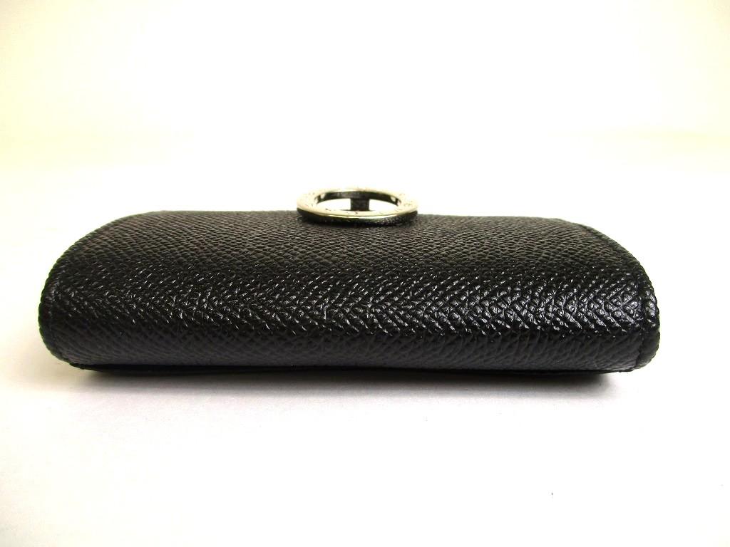 Authentic BVLGARI Black Leather Logo Clip Coin Purse #a895  Refurbished