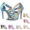 Women Sexy Cross-tied Open Toe High Heels Crocodile Leather Pumps Summer Casual Sandals Stilettos