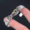 Natural Dendrite Tiger Gemstone 925 Sterling Silver Bangle Adjustable For Women
