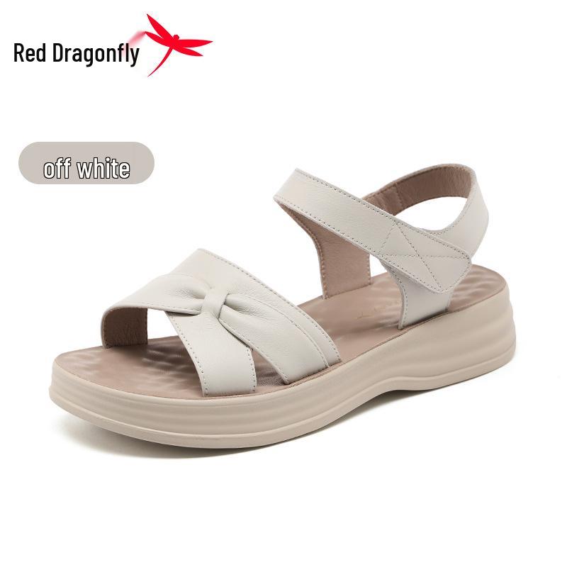 Женские кожаные сандалии на плоской подошве Red Dragonfly, мягкая подошва, новая летняя коллекция 2026
