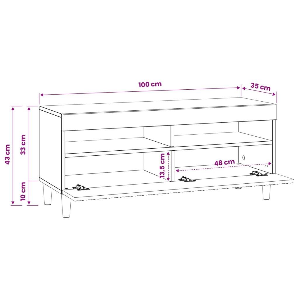 LED TV Cabinet ARNHEM 100 x 35 x 43 cm High Gloss White