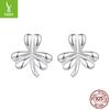 Lucky Clover Plain Silver Stud Earrings Women'S Simple Fashion Leaf S925 Sterling Silver Stud Earrings