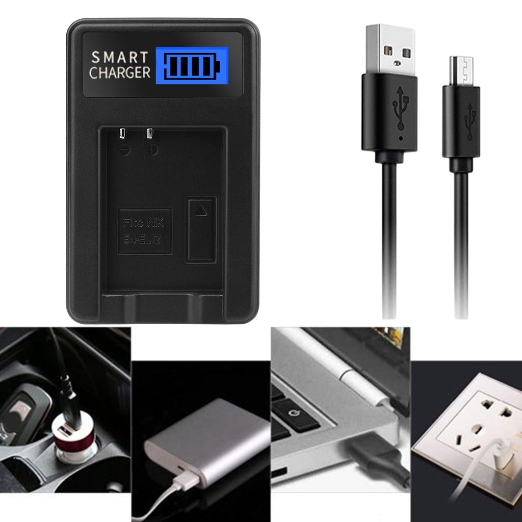 ЖК-дисплей USB Сменное зарядное устройство EN-EL12 для аккумуляторов камер Coolpix S70 S710 S8000 S800C S8100 S8100s S8200 S9050 S9100