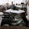 Bedding 3-piece Set 2 Pillowcase 1 Quilt Set Digital Print High-definition Lovely Beautiful Cat Sheet Set 033
