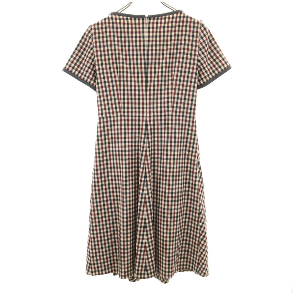 MAX MARA Weekend шерстяная смесь Клетчатый узор Короткий рукав Цельное платье 38 Серый Женский Б/У