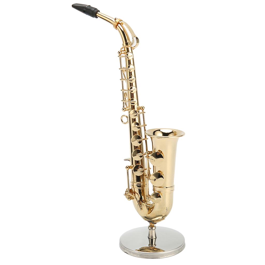 Mini Alto Saxophone Ornament Decoration Handmade Miniature Saxophone with Stand Tiny Alto Saxophone