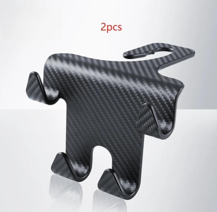 Car Back Seat Hanger 2Pcs - Seat Headrest Hooks Carbon Fiber, Mobile Phone Bag Handbag Holder, Car Seat Hooks
