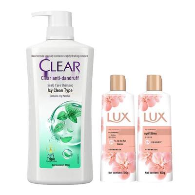 Набор: Шампунь Clear Ice Cool Fresh и Гель для душа Lux