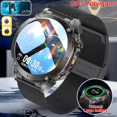 2026 Новые уличные военные умные часы для мужчин GPS-трекер Водонепроницаемые 730 мАч Здоровье Звонки Спортивный фитнес-браслет GPS-трекер Часы Для плавания