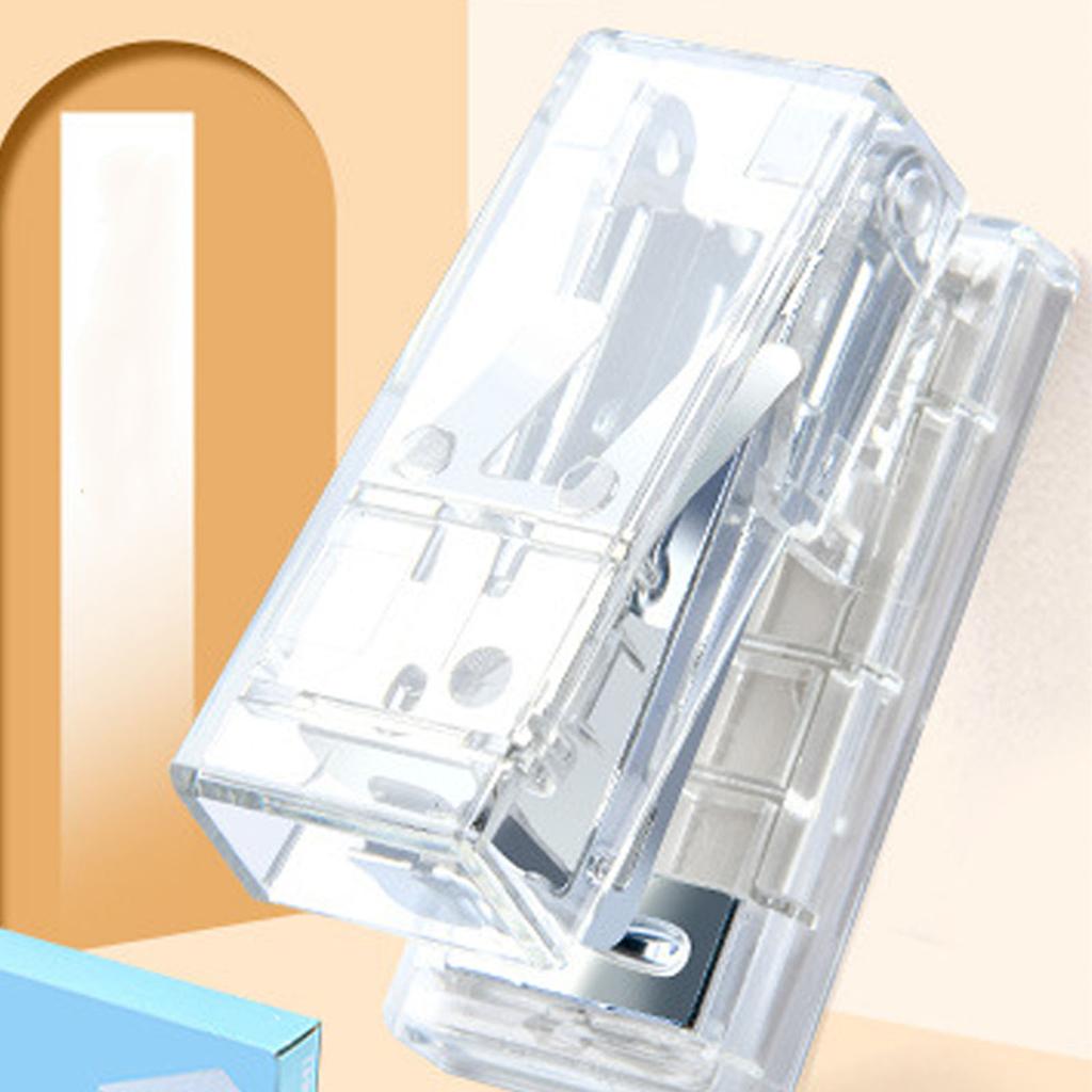 Мини-степлер, симпатичный, портативный, полупрозрачный, стальной, экономит усилия, офисный настольный степлер для