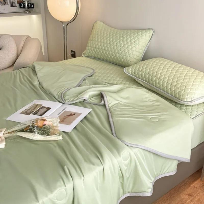 Новое Летнее Одеяло из Прохладного Шелка Однотонное, Мягкое и Удобное Одеяло для Кондиционера, Односпальное, для Взрослых, Подарочное Одеяло