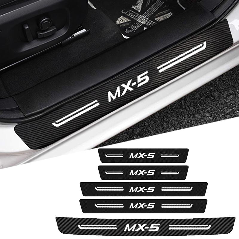 Car Threshold Tape Door Sill Protection Trim for Mazda MX5 MX-5 Logo Carbon Fiber Trunk Door Bumper Guard Anti Scratch Stickers