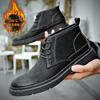 Autumn and Winter New Fashion Casual Cotton Martin Boots Men's Mid-top Lace-up Platform Leather Shoes Outdoor Warm Tooling Boots