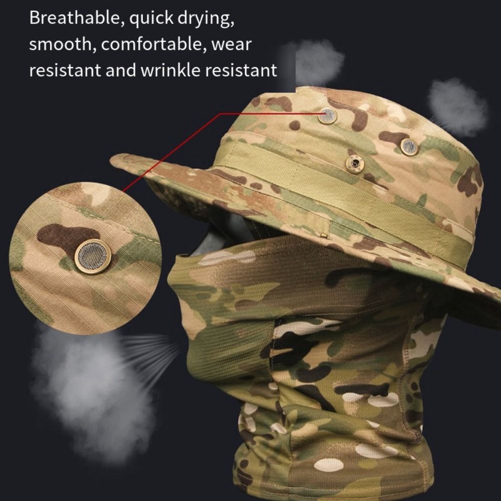 Sunscreen Balaclava Boonie Hat Wide Brim Sun Hat Durable Fishing Cap Full Face Mask Set Climbing