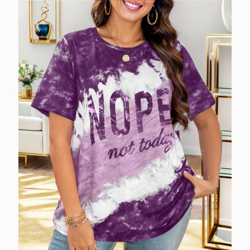 New Summer Letter Printed Loose T-shirt Women Short Sleeve Plus Size Casual T Shirt Female Round Neck Elegant Office Lady Tees Tops 24127