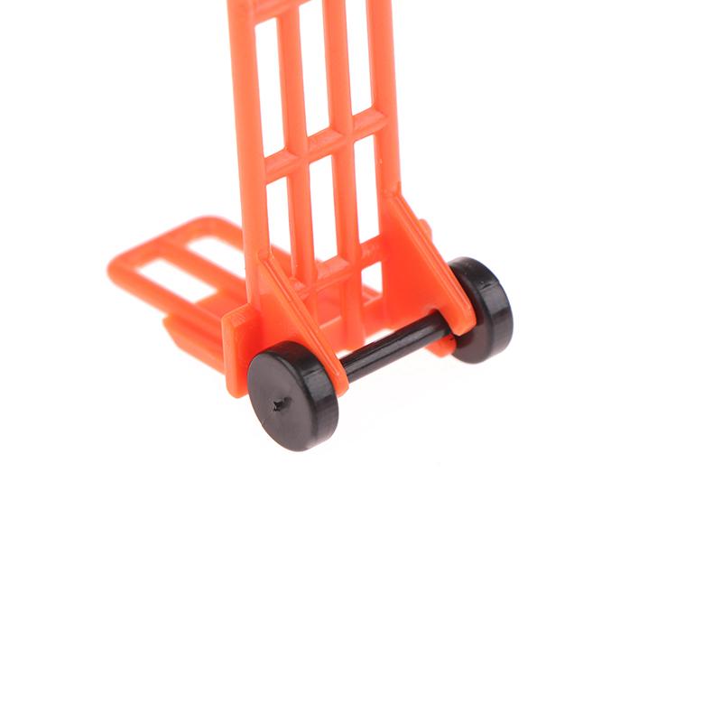 1 Set Dollhouse Simulation Fire Hydrant Handling Tool Miniature Hand Trolley Forklift Mini Platform Cart Toy Construction Props