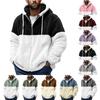 Men'S Winter Zipper Hooded Fleece Sweatshirt With Patch Pocket Casual Jacket