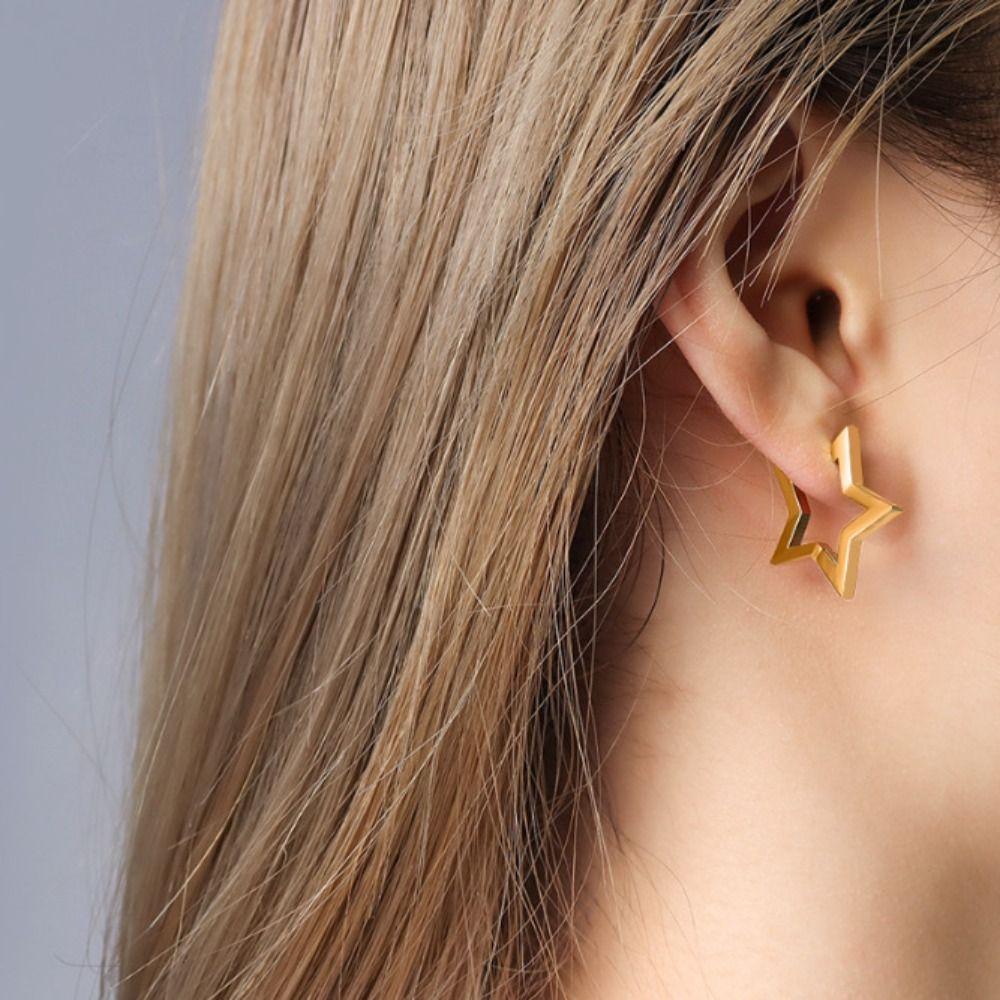 Alloy Mini Star Earrings Gold/Silver Five Pointed Star Earrings New Minimalist Earrings  Women