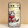 Милая мультяшная кошка Иллюстрация Чехол для телефона Для Google Pixel 10 9a 9 8A 8 7 7A 6 6A Pro XL 2024 5G Черный Мягкий ТПУ Силикон