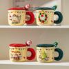 Creative Christmas Ceramic Cup With Lid, High-Value Household Couple Water Cup Gift Box, High-End Souvenir Gift