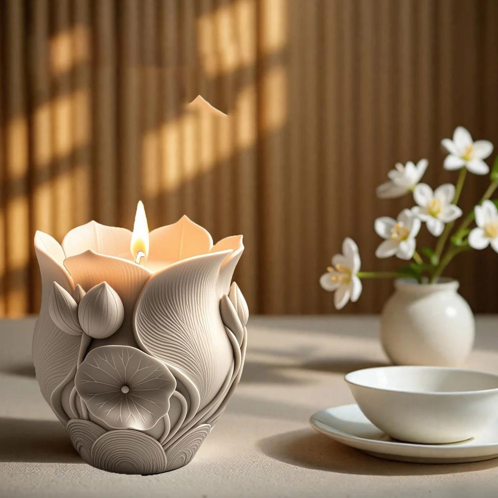 Форма для силиконовых лотосов для DIY изделий из смолы и цемента и домашних украшений, декоративная форма для подсвечника