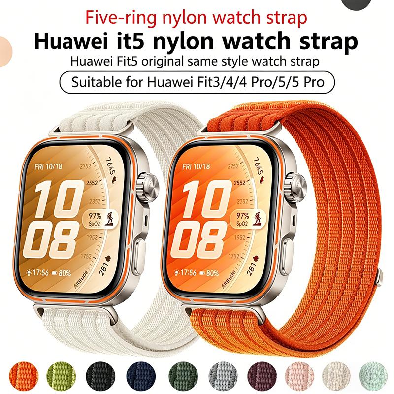 Плетеный нейлоновый ремешок-петля для Huawei Watch Fit 5/Fit5 Pro Спортивный удобный дышащий браслет для HUAWEI Fit 4Pro 4 3 Тканевый ремешок