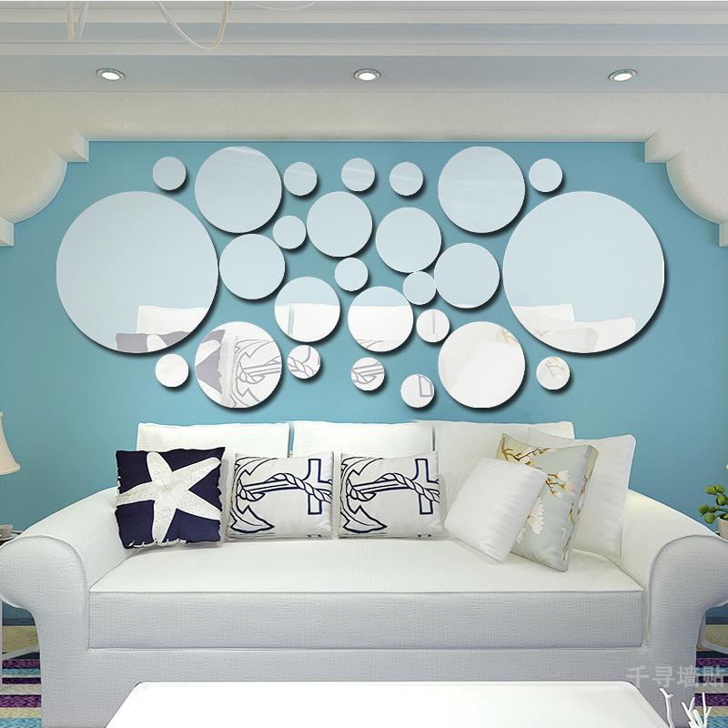 26Pcs 3D Round Mirror Acrylic Mirror Wall Sticker Diy Bedroom Bathroom And Tv Background Room Sticker Wall Decoration