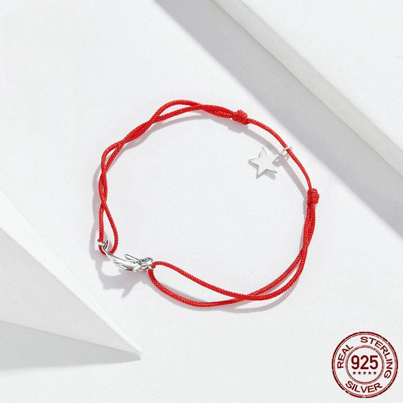 Оригинальный браслет из стерлингового серебра S925 Lucky Koi ручной работы DIY с платиновым покрытием модный браслет из красной веревки