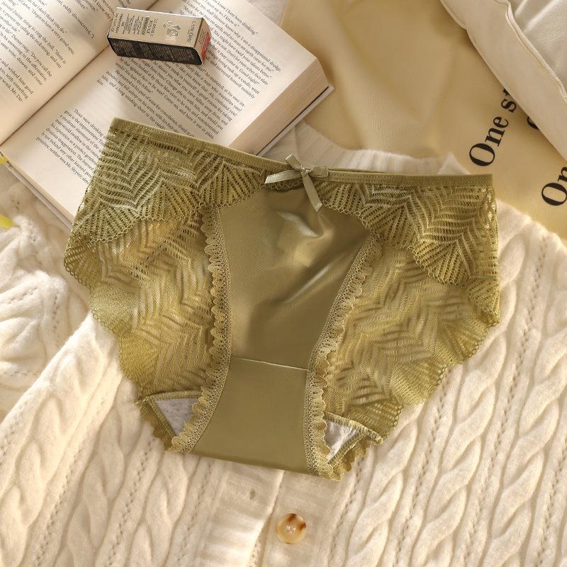 Women's Low Waist Lace Panties - Pure Cotton Antibacterial Crotch, Thin, Sexy, Transparent, Breathable Briefs.