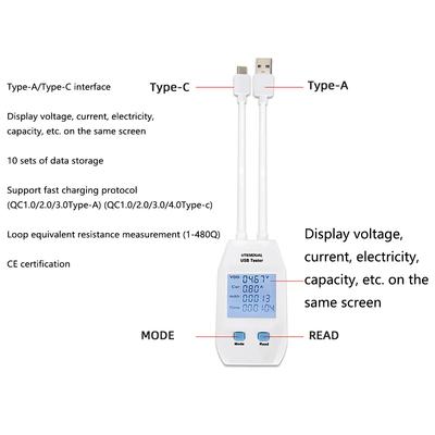 (UT658 Двойной) Детектор USB Type-C Цифровой вольтметр амперметр Тестер напряжения Измеритель