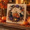 Halloween Wall Decor Kits Faux Pearl Art DIY Kit, Spooky Cute 3D Beads Painting Crafts, Autumn Atmosphere Gothic Ghost Pumpkin Cat Crow for