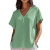 Весна и лето Новые свободные однотонные топы с V-образным вырезом и короткими рукавами женские блузки и рубашки