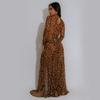 Women's Sexy Leopard Print Long Sleeve Split Dress
