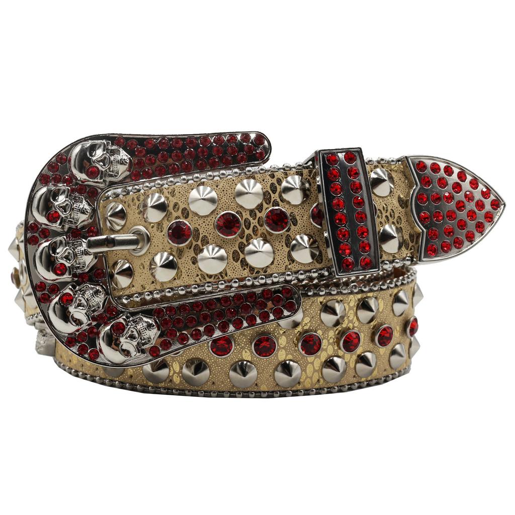 Дизайн Череп Инкрустация Бриллиантами Ремень Высококачественная Пряжка-штифт Полный Бриллиантами Пайетки Хип-хоп Украшение Клубный Ремень Женский