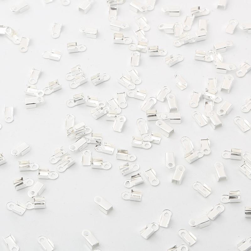 200pcs/lot Stainless Steel Round Cord Crimp Bead Never Fade Gold Steel End Cap Fastener Connector Fit DIY Leather Jewelry Making