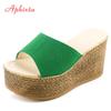 Fashion Aphixta 9cm Heels Slides Women's Shoes Woman Slippers Flip Flops Wedge Platform Shoes Woman Beach Slippers Zapatos Mujer