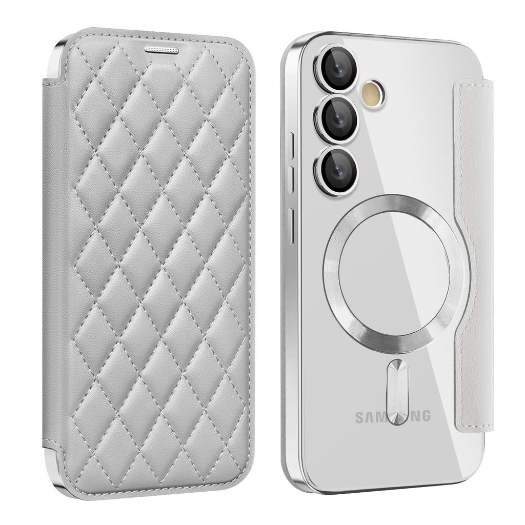 Магнитный кожаный чехол-кошелек для телефона Samsung S22 S23 S24 S25 plus Ultra A55 A35 A16 A05 с откидной крышкой и беспроводной зарядкой, держатель для карт Magsafe