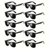 10PCS Casual Black Square Frame Women's Sunglasses for Outdoor Travel Vacation Party Wedding Accessories Glasses for Men