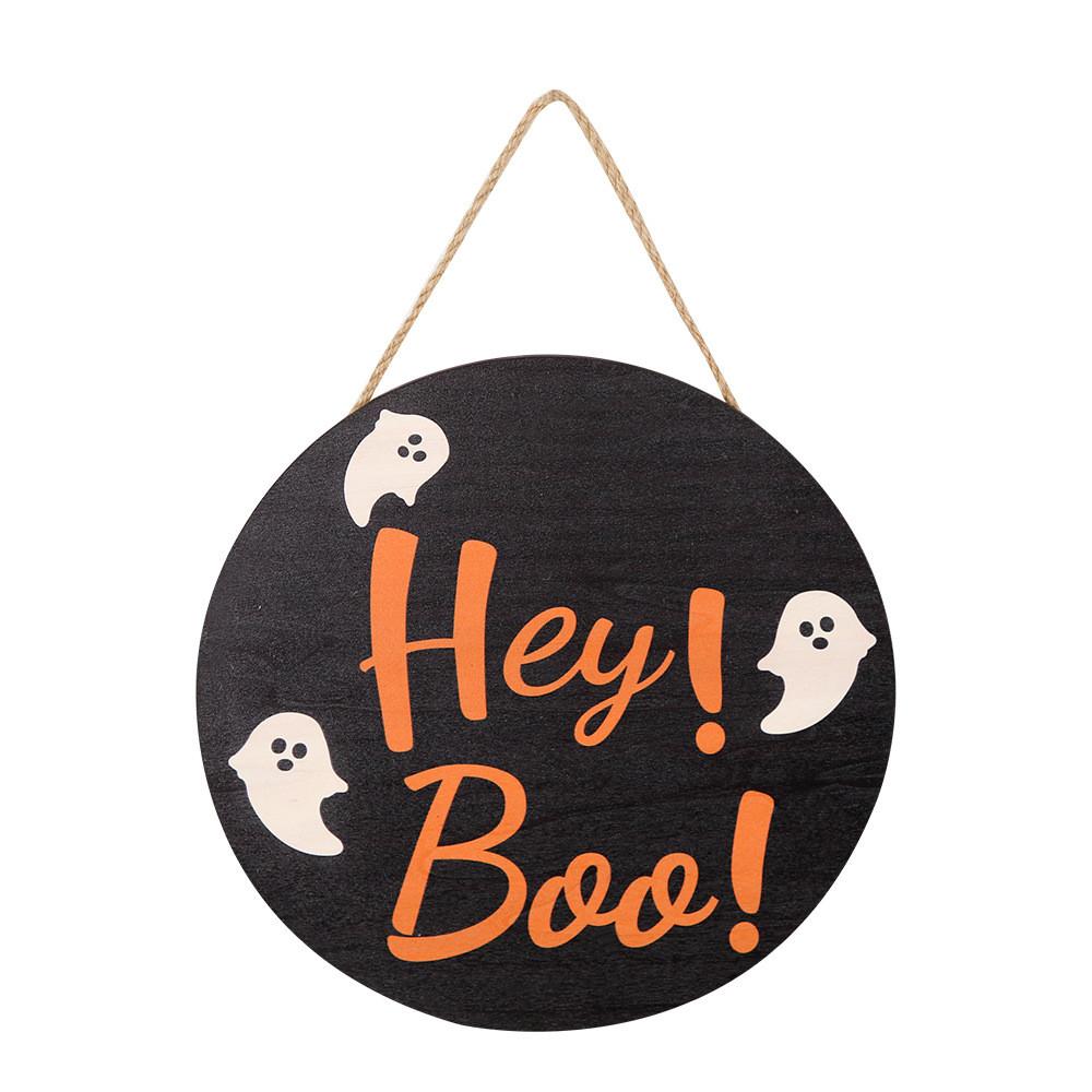 Charming Halloween Ghost Decoration Hanging Bat Wooden Sign For Party Decor