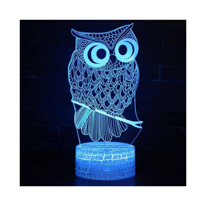 Touch Switch Table Desk Lamp Kid Fashion 3D Owl LED Night Light Bedroom Decor Xmas Gifts
