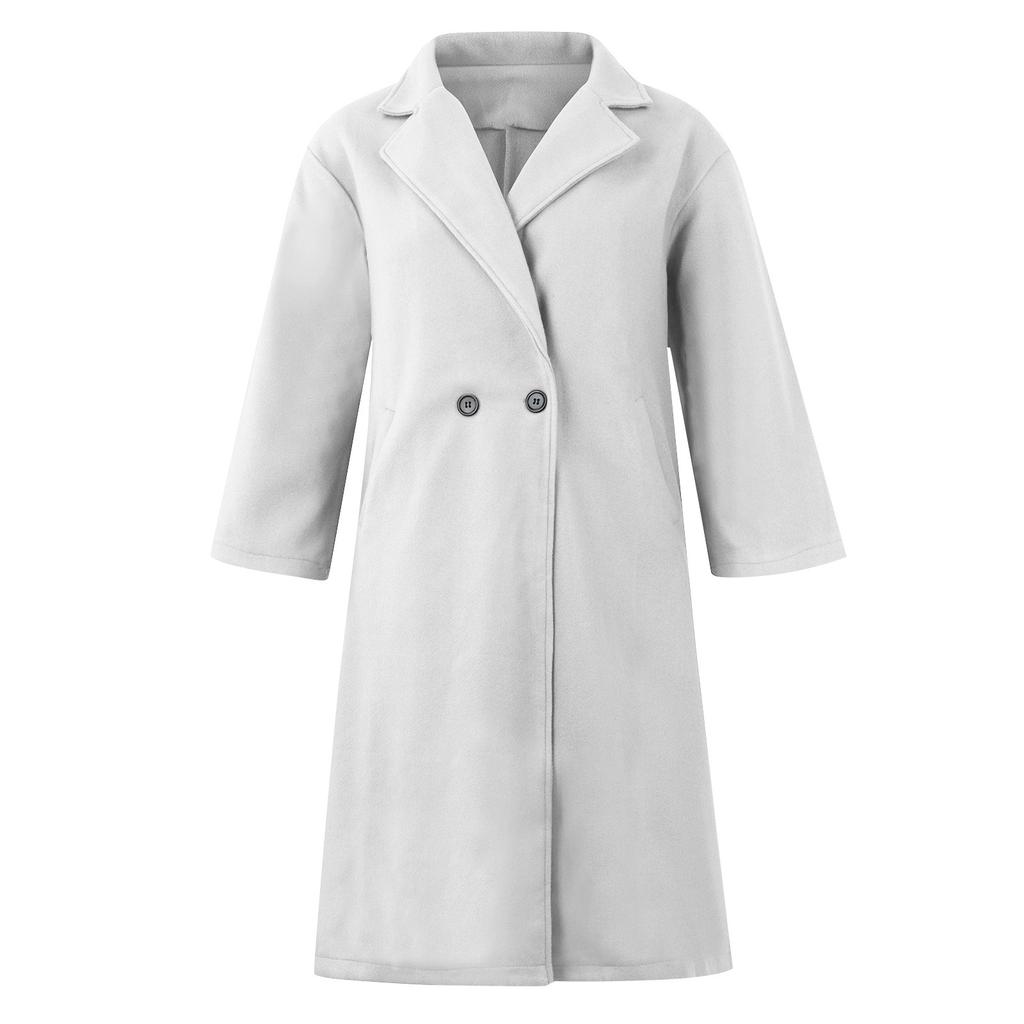 Женское повседневное и зимнее шерстяное повседневное однотонное пальто большого размера
