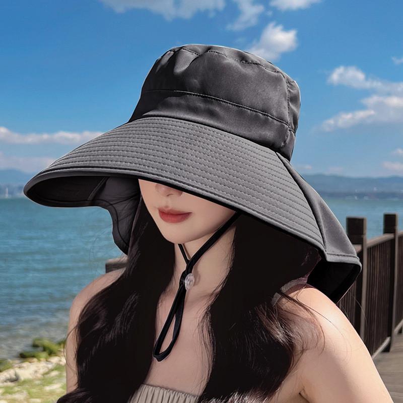 Summer Fashion Floppy Sun Hat With Ponytail Opening Uv Protection For Casual Outdoor Wear