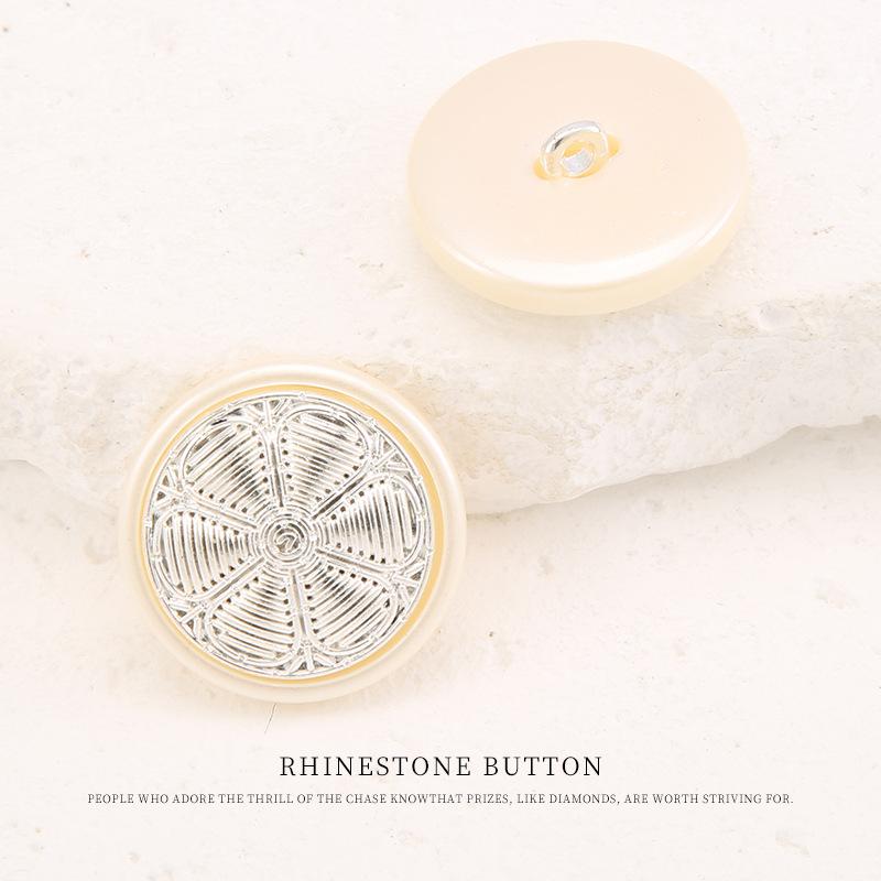 5 шт. Металлическая пуговица в сочетании со смолой, для пальто, тренча, золотая пуговица, свитера, куртки, кардигана, в стиле маленького черного платья, серебряная пуговица