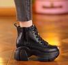 Fashion Women's Round Lace-up Boots High Quality Winter Shoes Mixed Color Short Barrel Thick Sole Recommended Larger