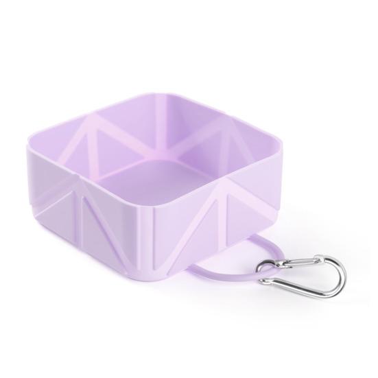 Силиконовая складная миска для домашних животных, портативная кормушка для собак 500 мл, нескользящая квадратная миска для кормления с карабином, многофункциональная дорожная миска для собак