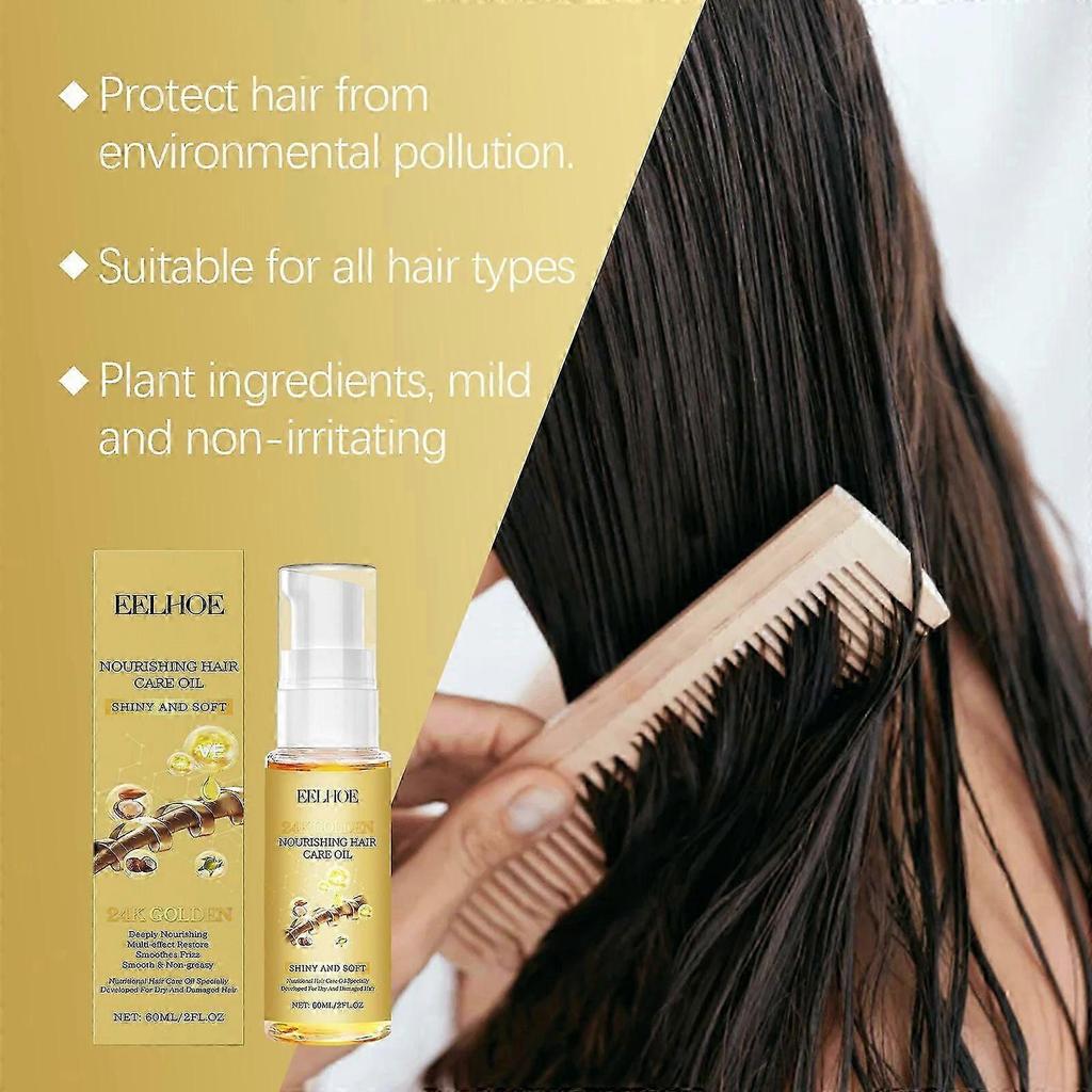 24k Gold Hair Care Essential Oil Moisturizes And Soften Hair And Scalp Care Moisturizing Hair Nourishing Essential Oil