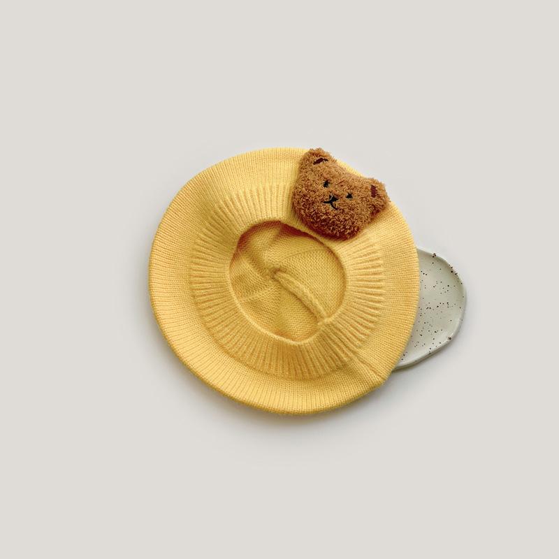 Cute Knitted Baby Hat Cartoon Bear Autumn Winter Kids Beret Hats for Girls Boys Cap Toddler Accessories Baby Stuff